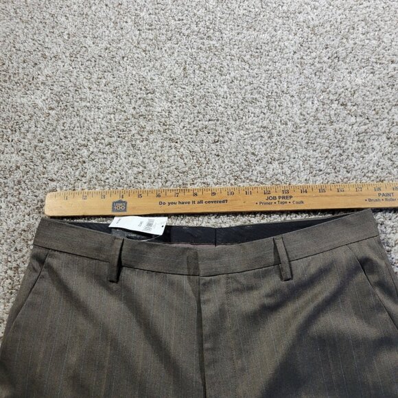 Banana Republic Pants Mens 35x32 Tag 34x32 Brown Pinstripe Poly Blend Tags - Picture 3 of 9